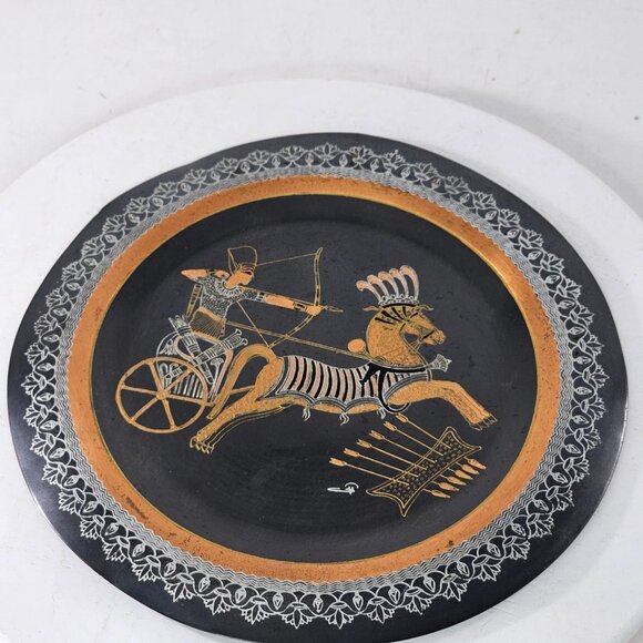 Handmade Egyptian Copper Plate With Chariot & Archer Design By El Shami - Picture 2 of 9